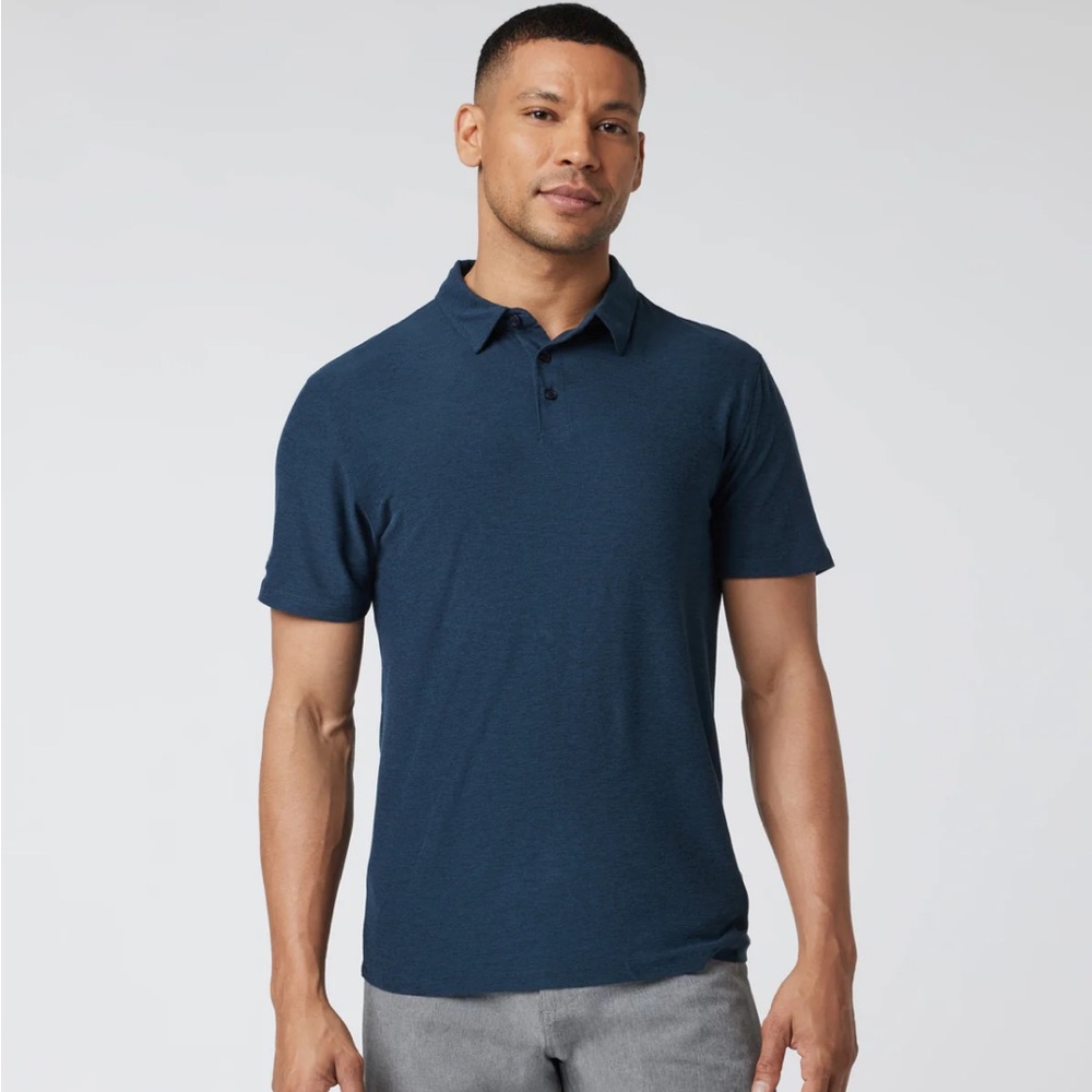 Vuori Strato Tech Navy Heather Blue Polo Shirt